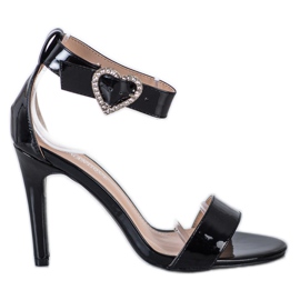 Diamantique Sandalen auf hohem Absatz mit Ornament schwarz