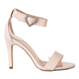 Diamantique Sandalen auf hohem Absatz mit Ornament beige