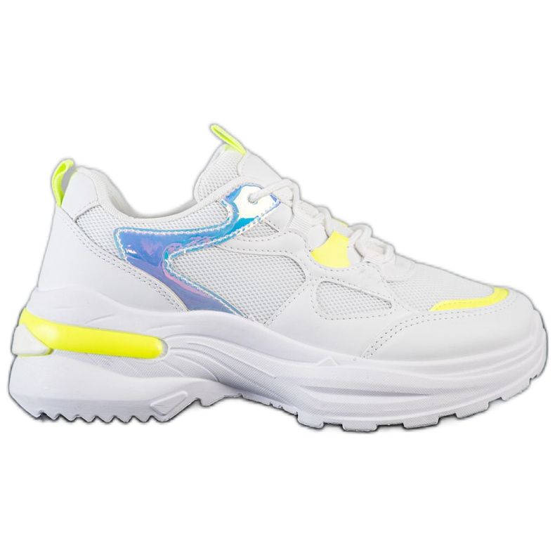 SHELOVET Sneakers mit gelben Einsätzen weiß