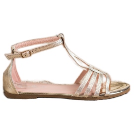 Fama Klassische flache Sandalen golden
