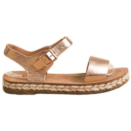 SHELOVET Bequeme goldene Sandalen