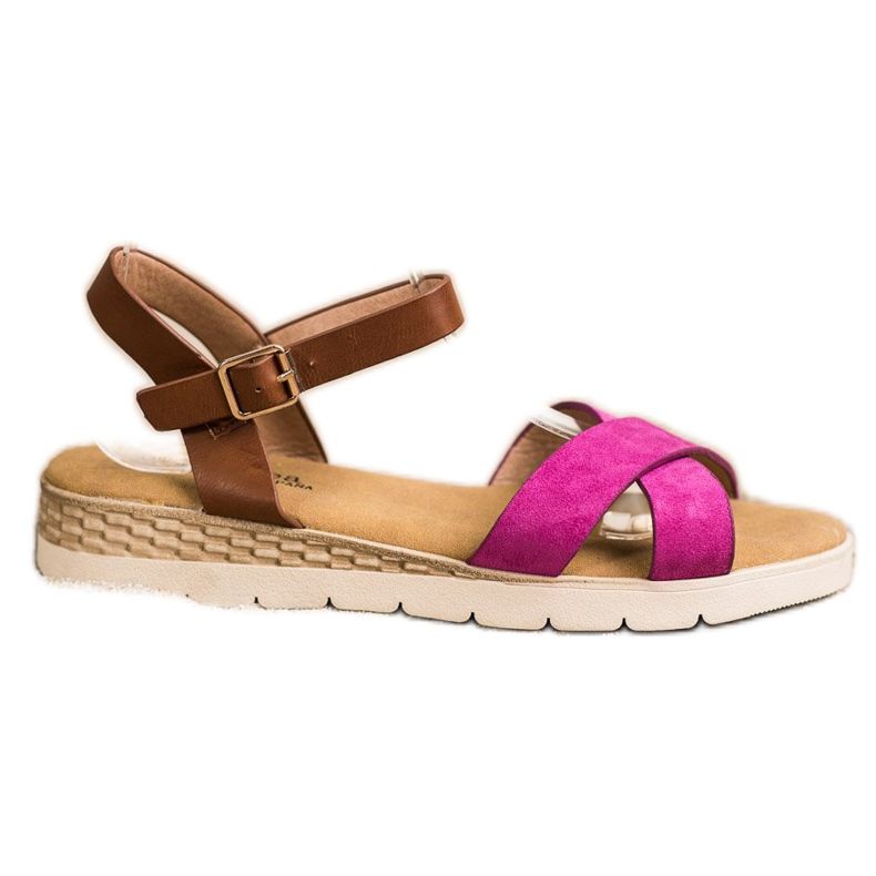 SHELOVET Lässige Sandalen mit Schnalle braun rosa