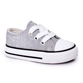 Kinderglitzer Silber-Turnschuhe 888-1b