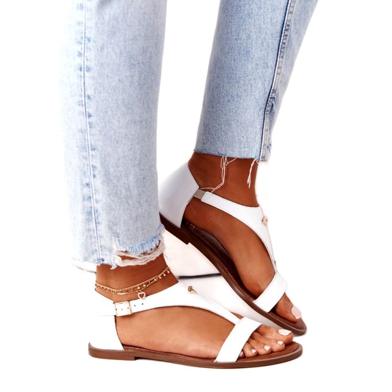 Damen Ledersandalen Nicole 2648 Weiß Metallic