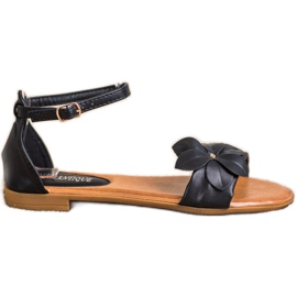 Diamantique Schwarze Sandalen mit Blumen