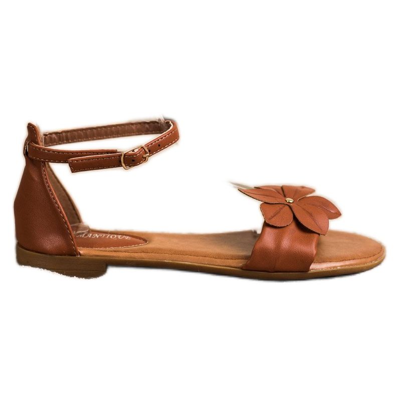 Diamantique Braune Sandalen mit Blumen
