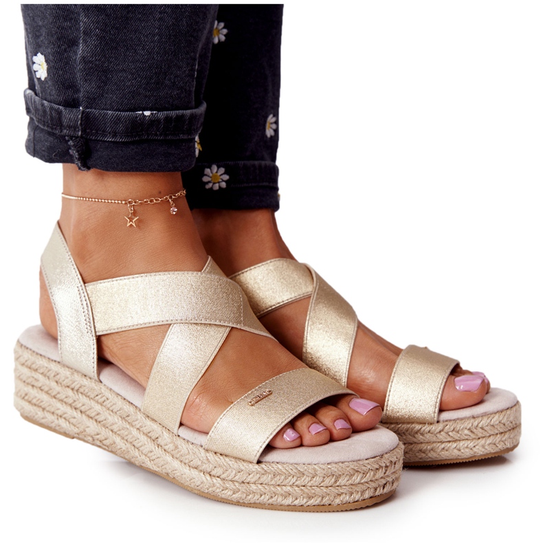 Keilsandalen mit geripptem Big Star HH274414 Golden