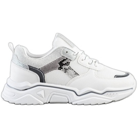 SHELOVET Weiße Sneaker mit Glitzer