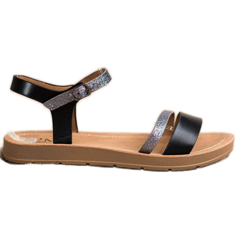 Cm Paris Stylische Sandalen mit Glitzer schwarz grau