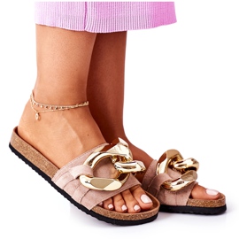 S.Barski Hausschuhe auf Kork mit Kette S. Barski SB001 Beige