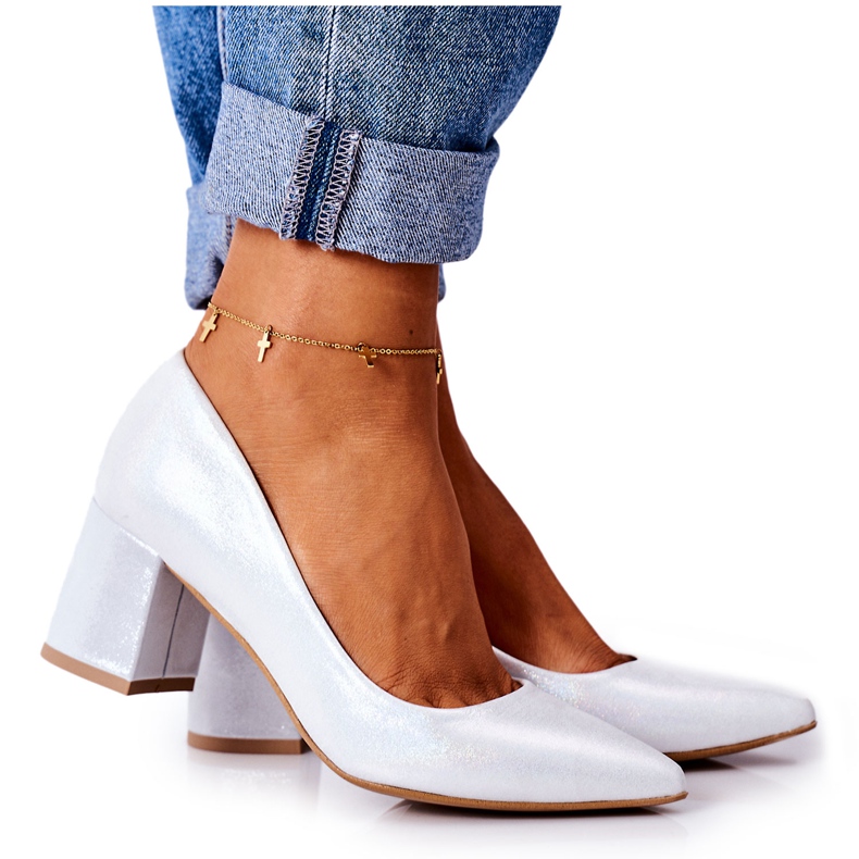 Lewski Shoes Satin-Pumps mit Tiermuster Lewski Schuhe 2801 Silber silber-