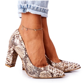 Lewski Shoes Lederpumps mit Schlangenhautmuster Lewski Schuhe 2453 Golden