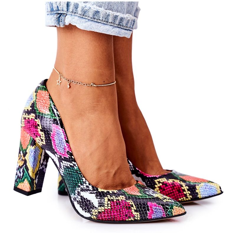 Lewski Shoes Lederpumps mit Schlangenhautmuster Lewski Schuhe 2453 Bunt mehrfarbig