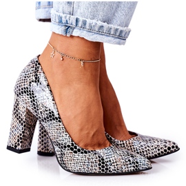 Lewski Shoes Leder Pumps mit Tiermuster Lewski Schuhe 2453 Schwarz-Blau