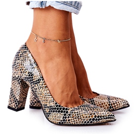 Lewski Shoes Leder Pumps mit Tiermuster Lewski Schuhe 2453 Schwarz-Beige