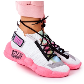 PS1 Damen Sportschuhe Sneakers Weiß-Rosa Bubble Tea