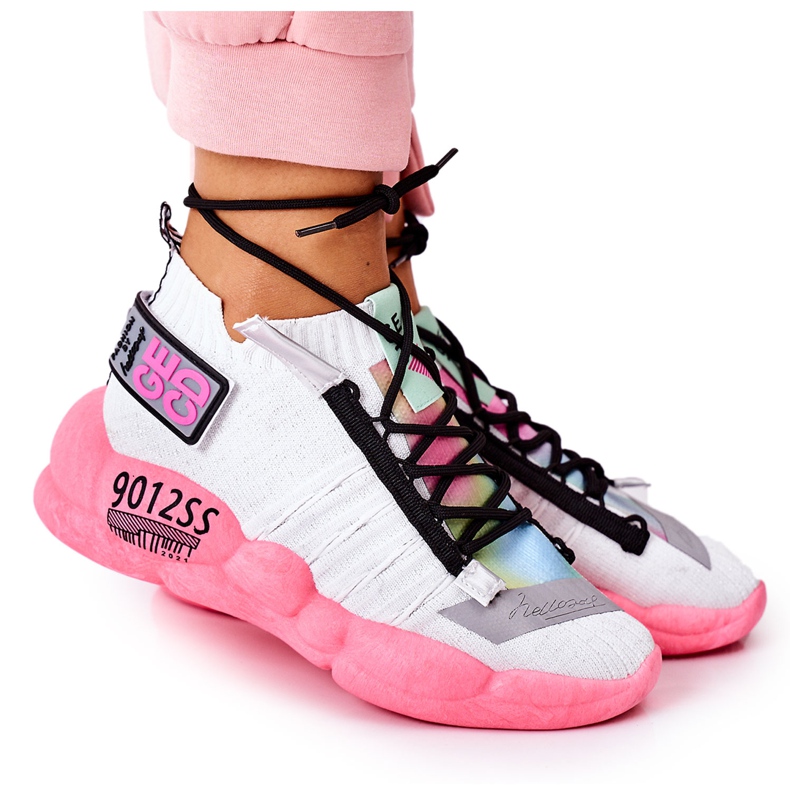 PS1 Damen Sportschuhe Sneakers Weiß-Rosa Bubble Tea