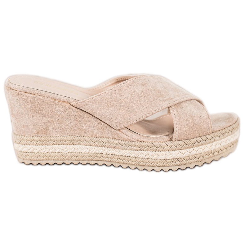 SHELOVET Keilsandalen aus Wildleder beige