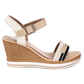 SHELOVET Keilsandalen beige
