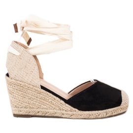 Cm Paris Geknotete Espadrilles auf Keil beige schwarz