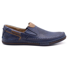 Polbut Herren Lederschuhe 09 für den Sommer Marineblau mit Braun navy blau