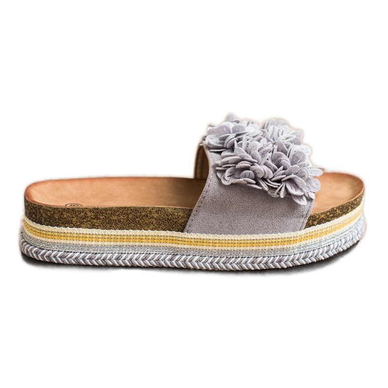 SHELOVET Hausschuhe auf der Plattform mit Ornament grau