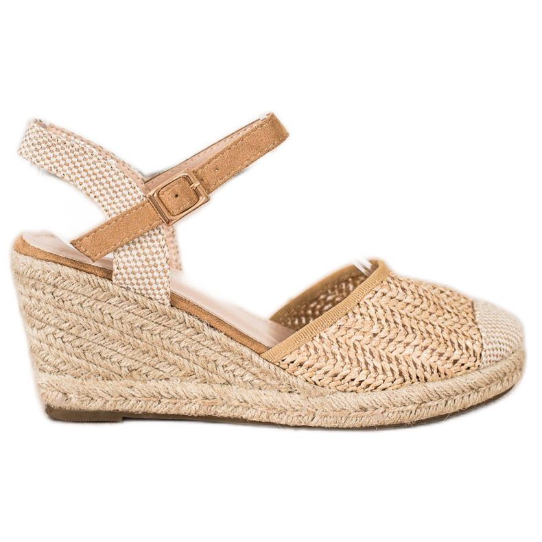 Sweet Shoes Durchbrochene Espadrilles auf dem Keil beige braun