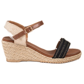 SHELOVET Lässige Espadrilles-Sandalen beige braun schwarz