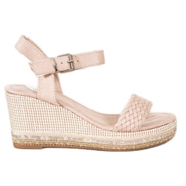 SHELOVET Geflochtene Keilsandalen beige