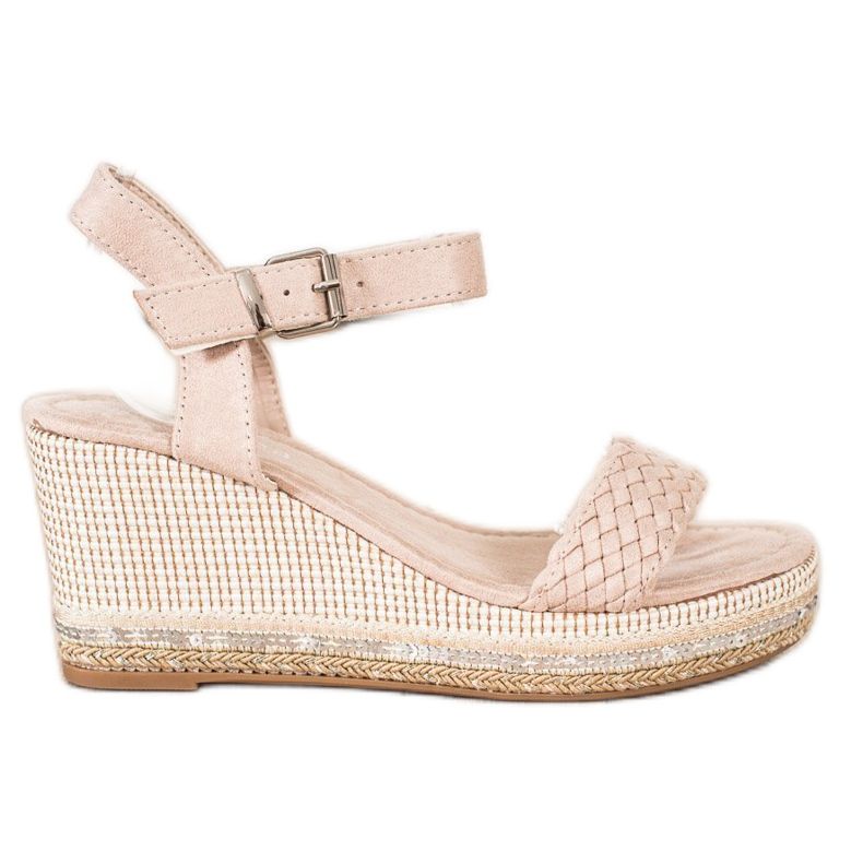 SHELOVET Geflochtene Keilsandalen beige