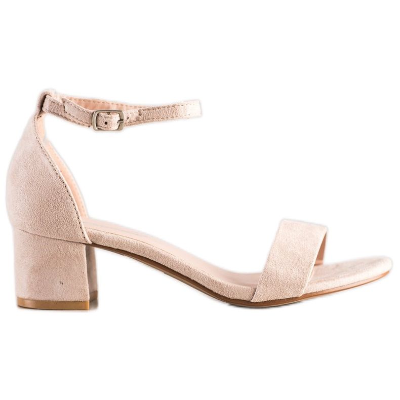 SHELOVET Sandalen auf einer niedrigen Stange beige