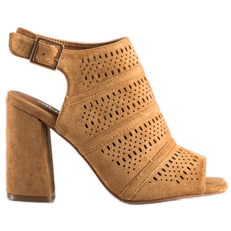 Renda Durchbrochene Sandalen auf einem Pfosten braun