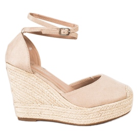 Queentina Stylische Espadrilles auf hohem Keil beige