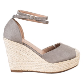 Queentina Stylische Espadrilles auf hohem Keil grau