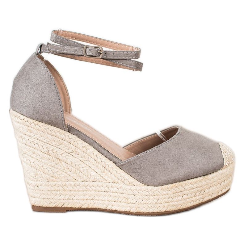 Queentina Stylische Espadrilles auf hohem Keil grau