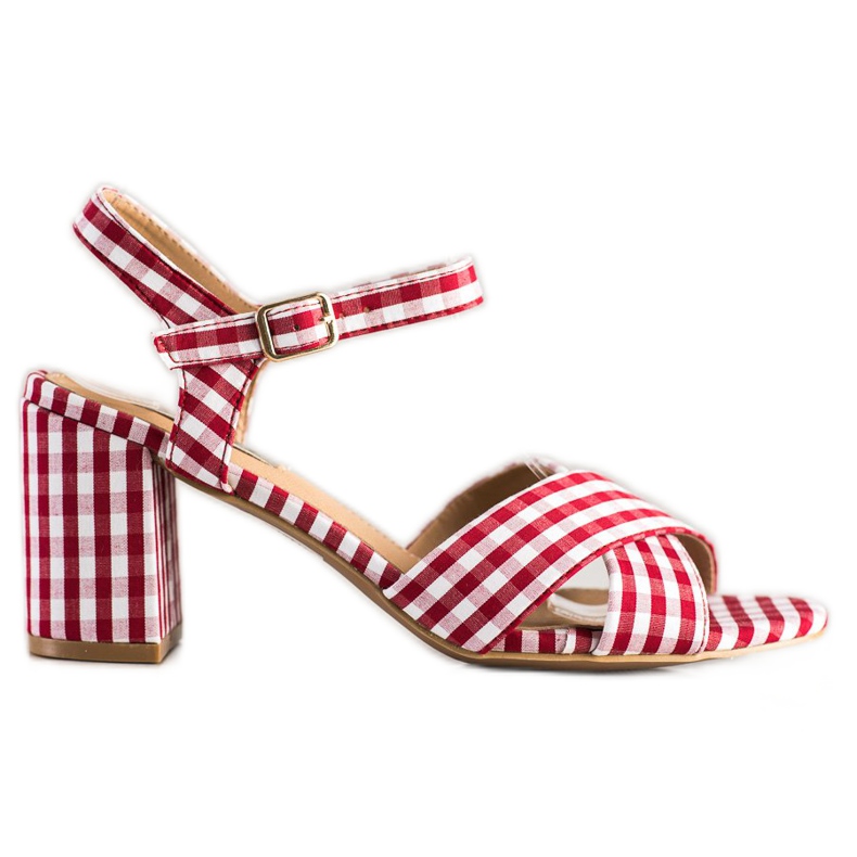 SHELOVET Modische karierte Sandalen rot