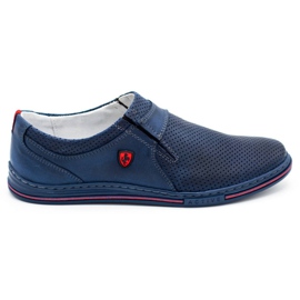 Polbut Herren-Lederschuhe 362, perforiert, Marineblau