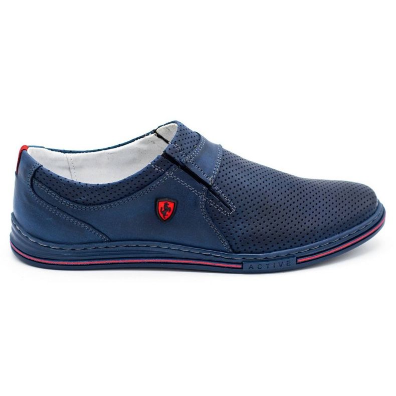 Polbut Herren-Lederschuhe 362, perforiert, Marineblau