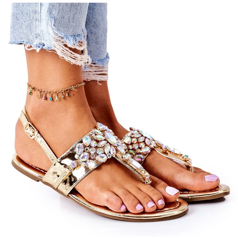 Sandalen Flip-Flops mit Kristallen Lu Boo Golden