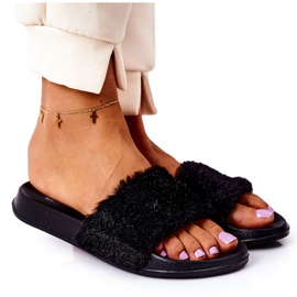 PE1 Gummipantoffeln mit Fell Schwarzer Schmirgel