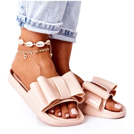 Beige April-Gummi-Flip-Flops mit Schleife