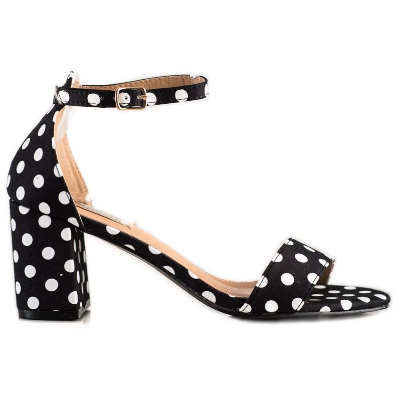 SHELOVET Stilvolle Sandalen mit Polka Dots schwarz
