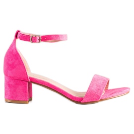 SHELOVET Sandalen auf einer niedrigen Stange rosa