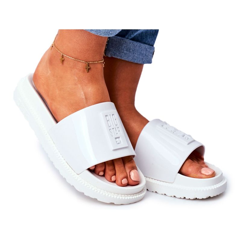 Damen Hausschuhe Big Star auf der Plattform Weiß FF274812