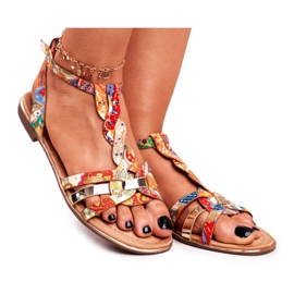 PS1 Damen Sandalen Elegant Orange Oriental Brooke mehrfarbig golden