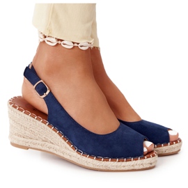 PG1 Las Palomas Keilsandalen mit Zöpfen marineblau