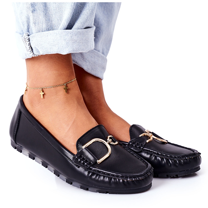 PS1 Schwarze Downtown-Loafer aus schwarzem Leder für Damen