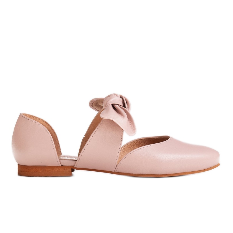 Marco Shoes Ballerinas mit Schleife aus Narbenleder rosa