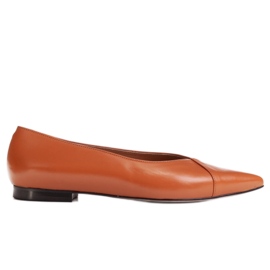 Marco Shoes Ballerinas aus braunem, genarbtem Leder