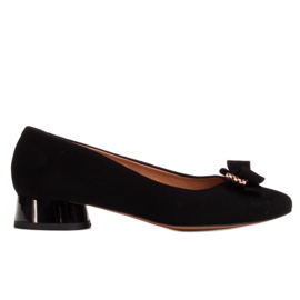 Marco Shoes Schwarze Ballerinas mit schwarzem Lackabsatz
